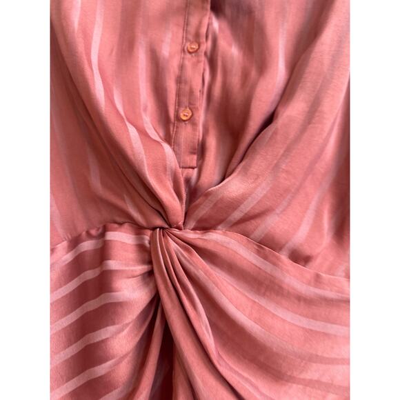 Lulus Rusty Rose Satin Collar Twist Front with Buttons Statement Blouse - Picture 3 of 8